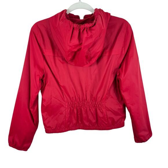 Abercrombie & Fitch Red Hooded Lined Full Zip Cropped Lightweight Jacket Size L - Picture 2 of 9